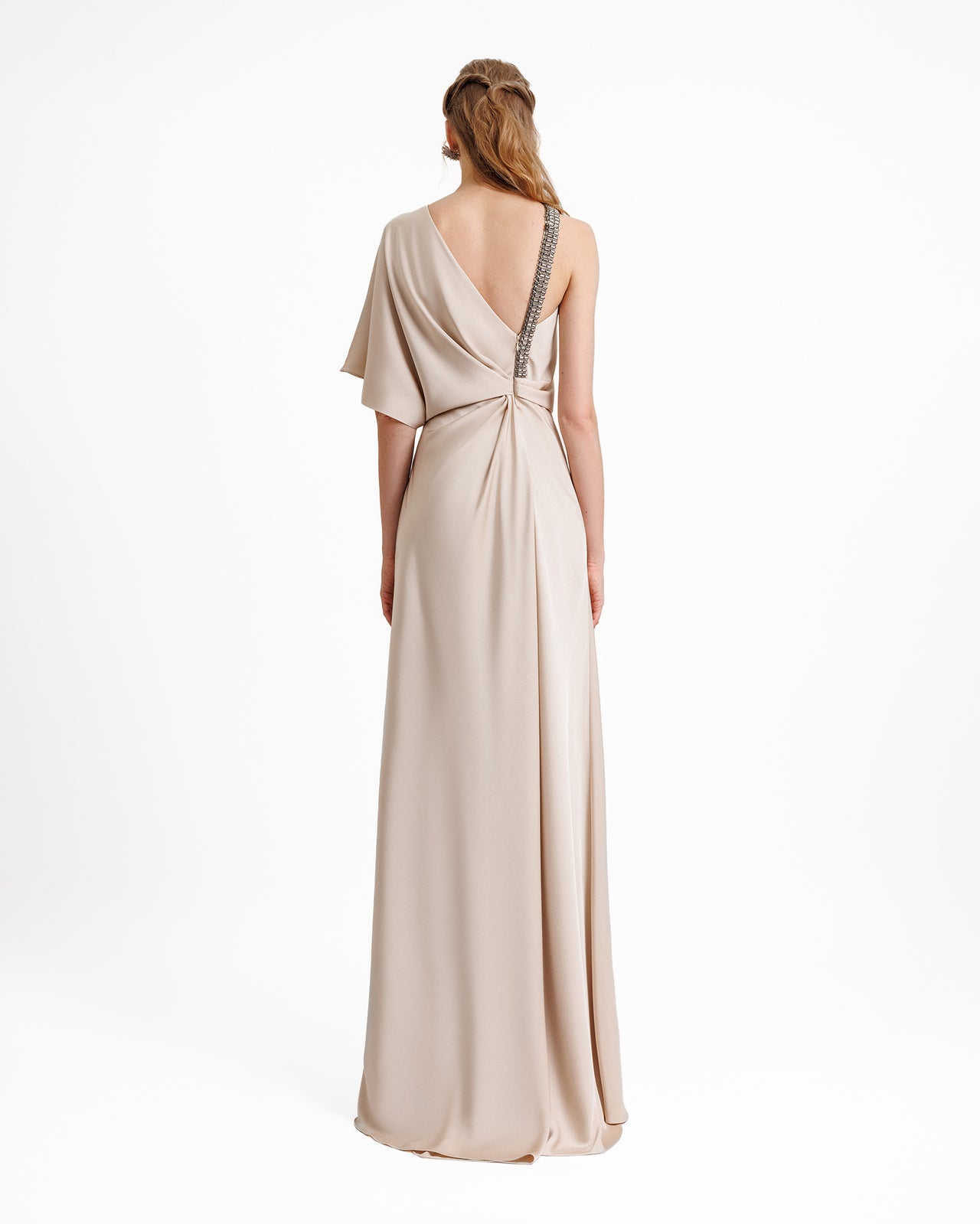 Asymmetrical Neckline Draping Dress