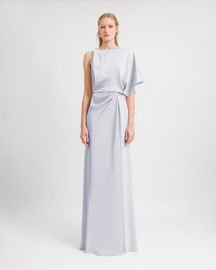 Asymmetrical Neckline Draping Dress - Gemy Maalouf