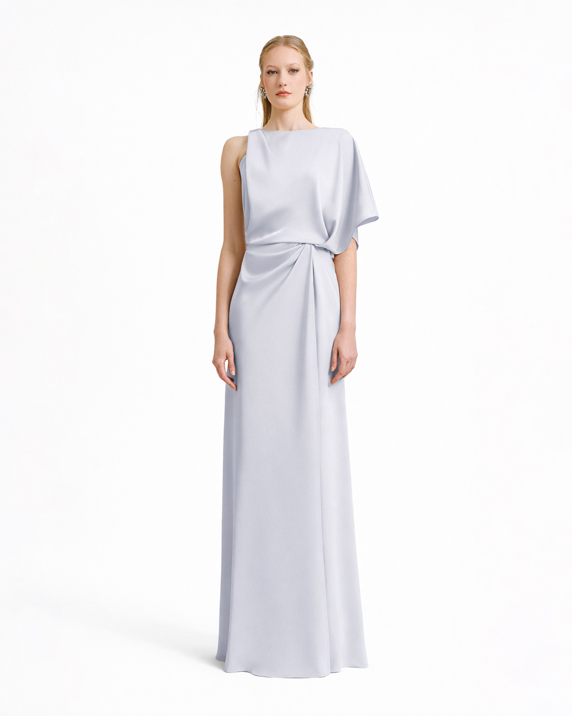 Asymmetrical Neckline Draping Dress