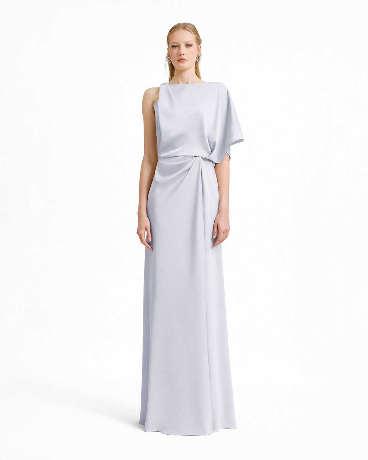 Asymmetrical Neckline Draping Dress