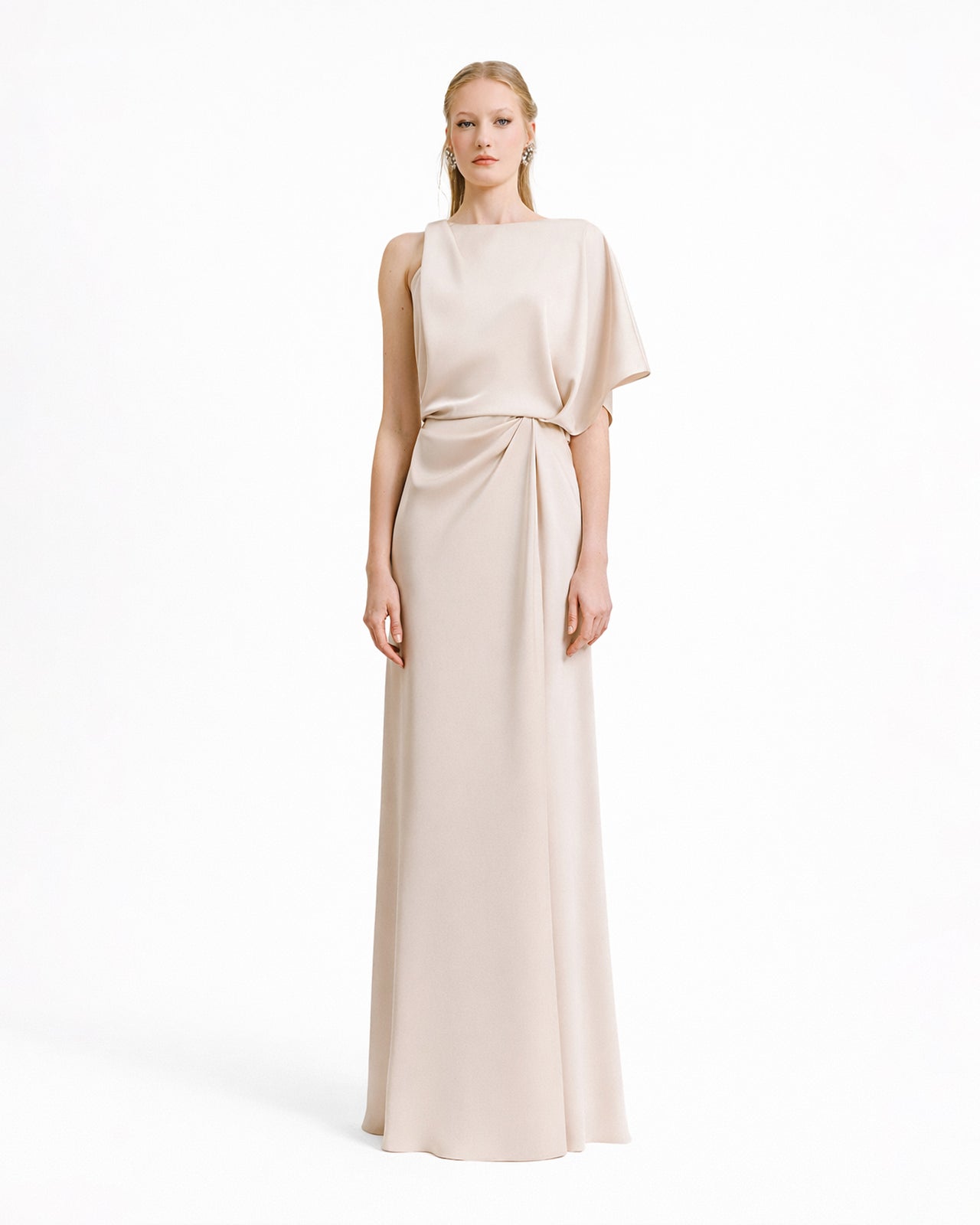 Asymmetrical Neckline Draping Dress