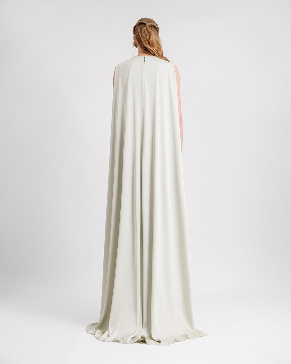 V - neckline With Cape - like Back Dress - Gemy Maalouf