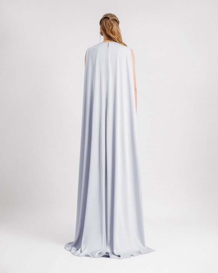 V - neckline With Cape - like Back Dress - Gemy Maalouf