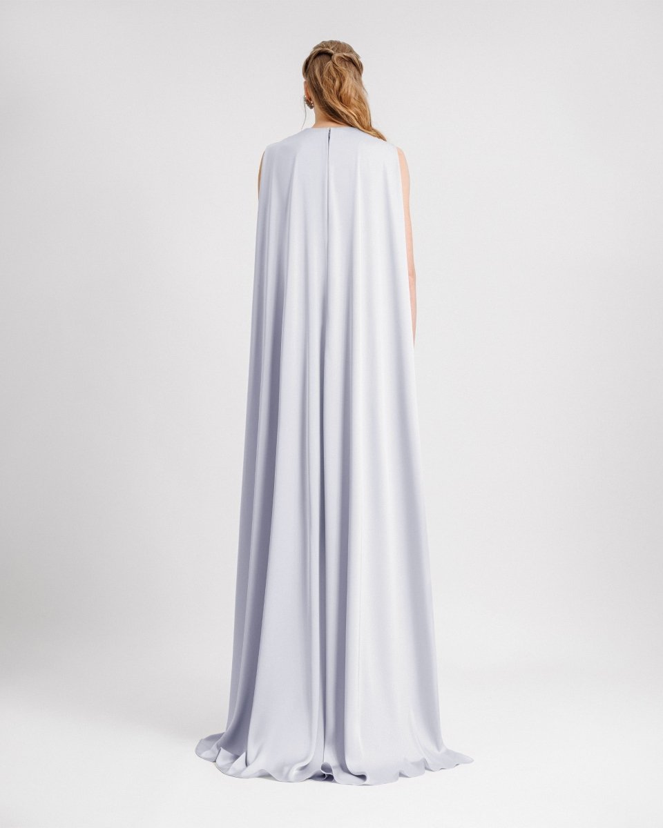 V - neckline With Cape - like Back Dress - Gemy Maalouf
