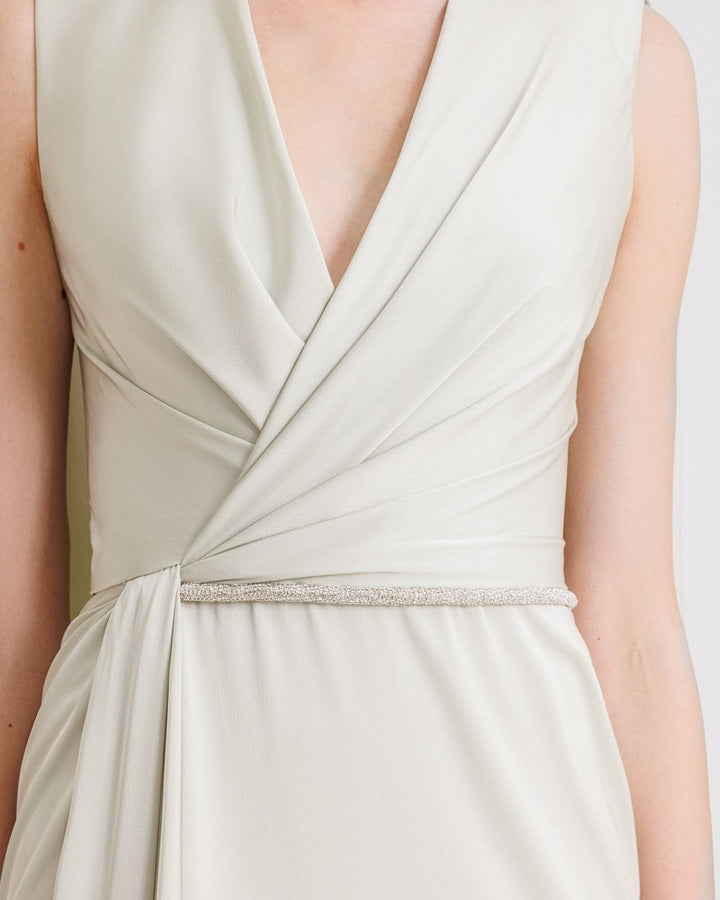 V - neckline With Cape - like Back Dress - Gemy Maalouf