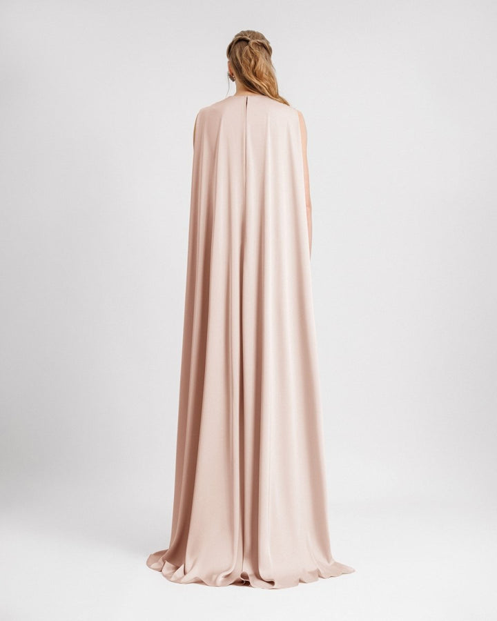 V - neckline With Cape - like Back Dress - Gemy Maalouf