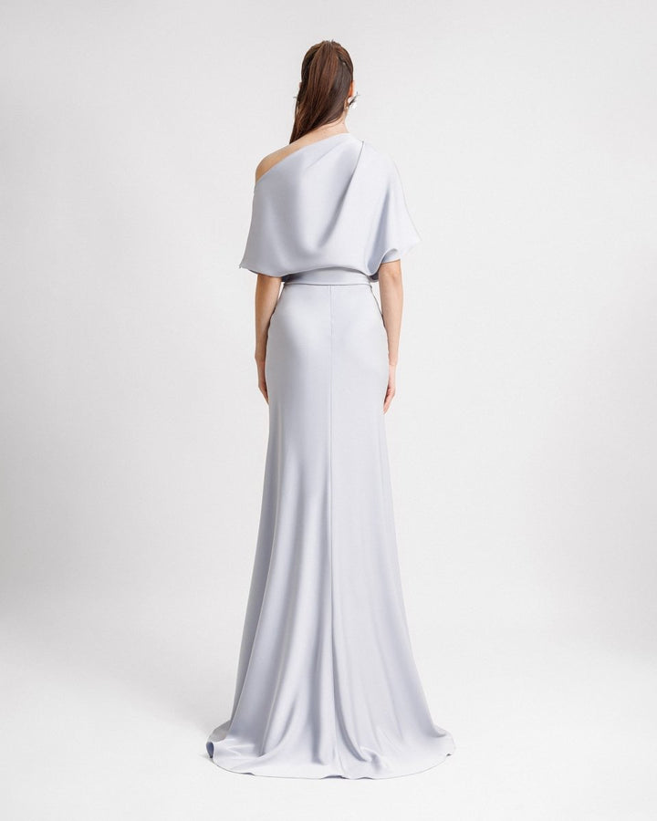 Asymmetrical Draped Neckline Dress - Gemy Maalouf