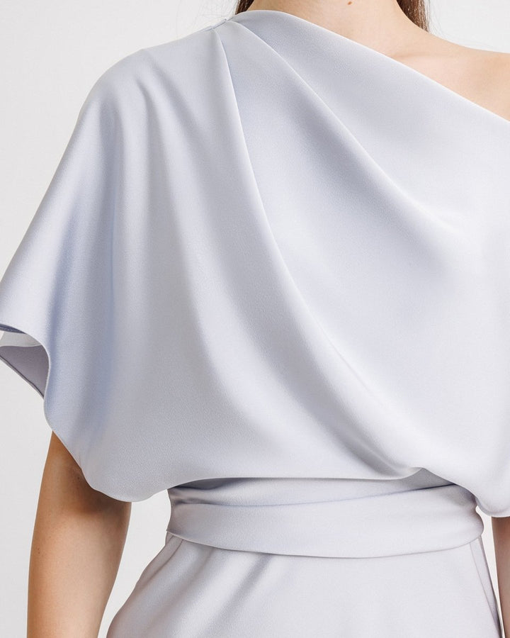 Asymmetrical Draped Neckline Dress - Gemy Maalouf