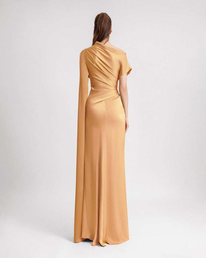 Asymmetrical Neckline Draped Dress - Gemy Maalouf