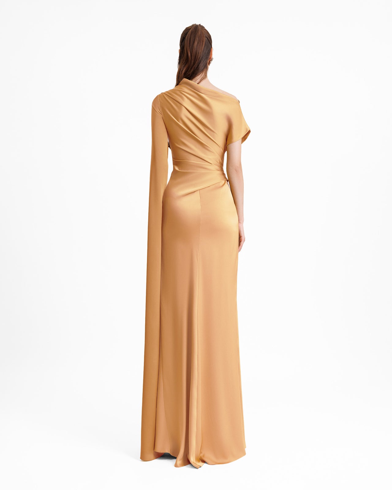 Asymmetrical Neckline Draped Dress
