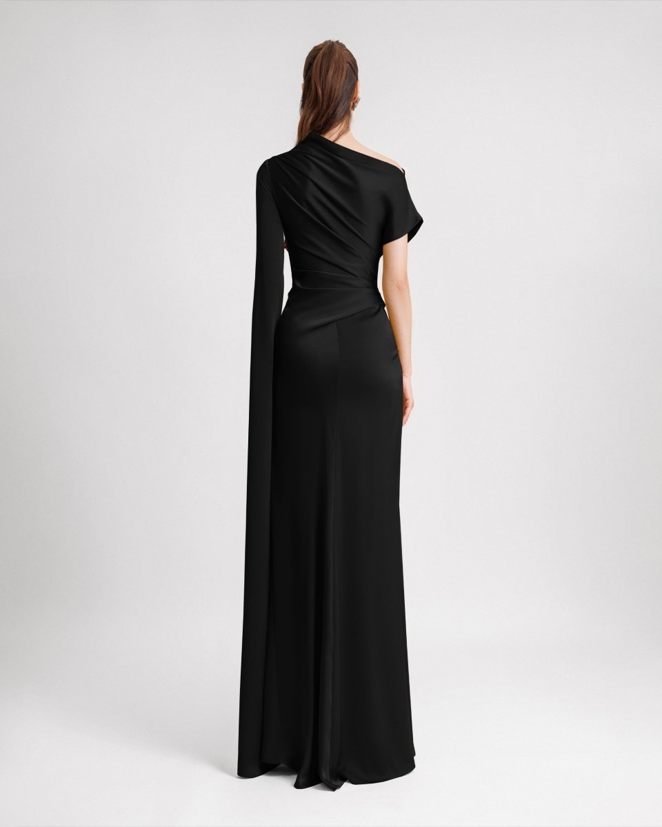 Asymmetrical Neckline Draped Dress - Gemy Maalouf