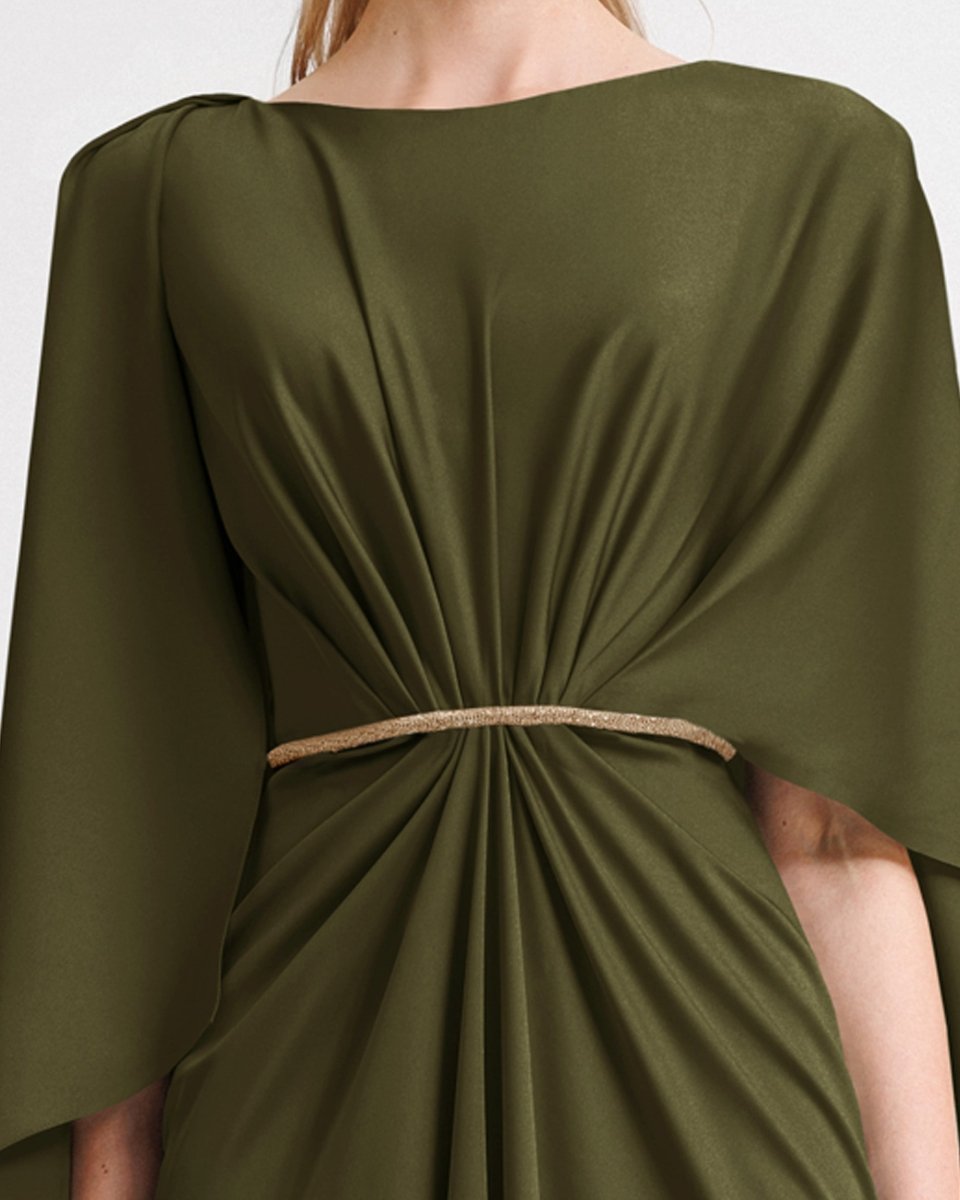 Asymmetrical Sleeve Cape - Like Dress - Gemy Maalouf