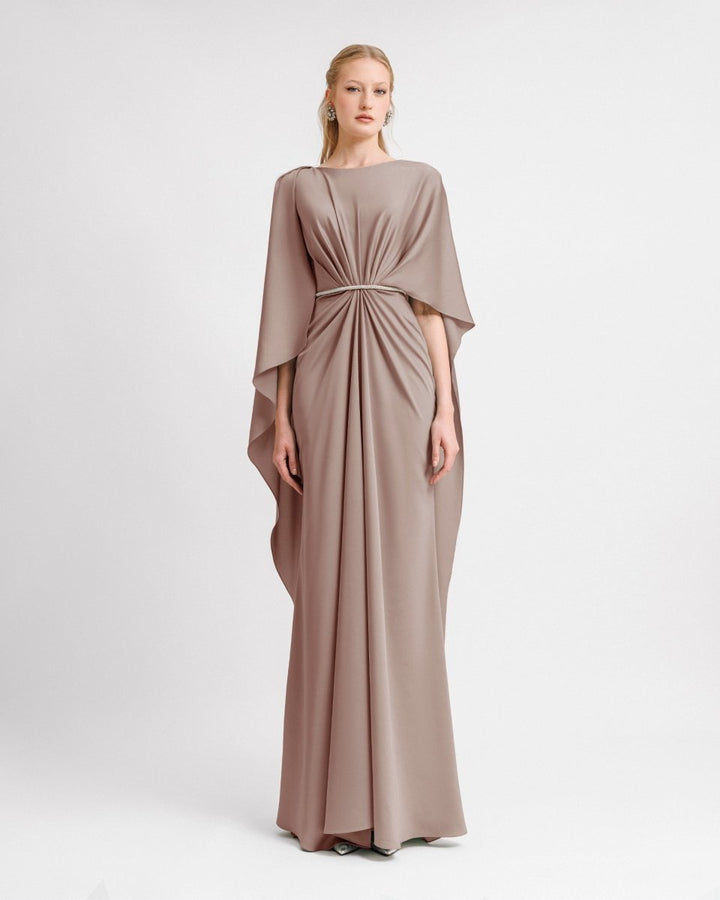 Asymmetrical Sleeve Cape - Like Dress - Gemy Maalouf