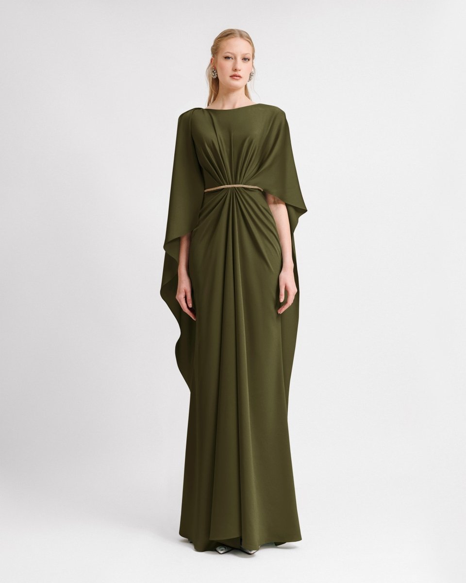 Asymmetrical Sleeve Cape - Like Dress - Gemy Maalouf