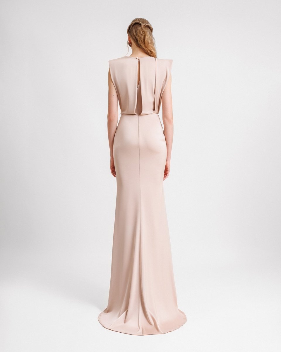 Wide Shoulders Draped Dress - Gemy Maalouf