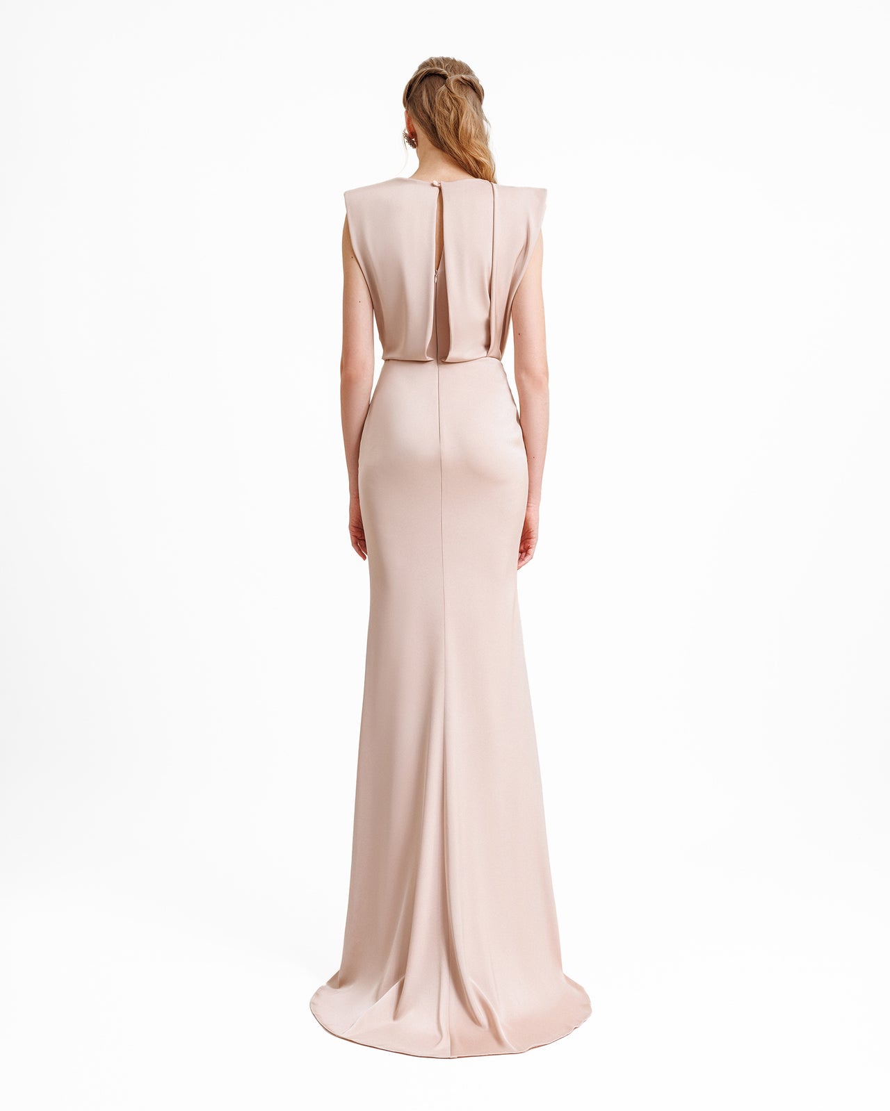 Wide Shoulders Draped Dress