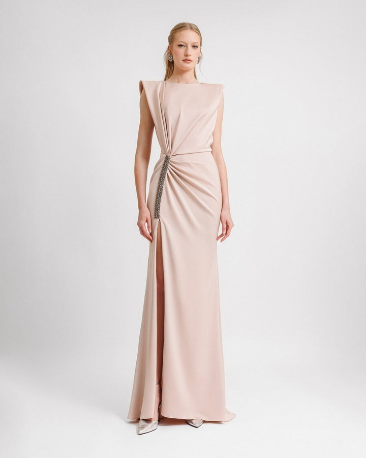 Wide Shoulders Draped Dress - Gemy Maalouf