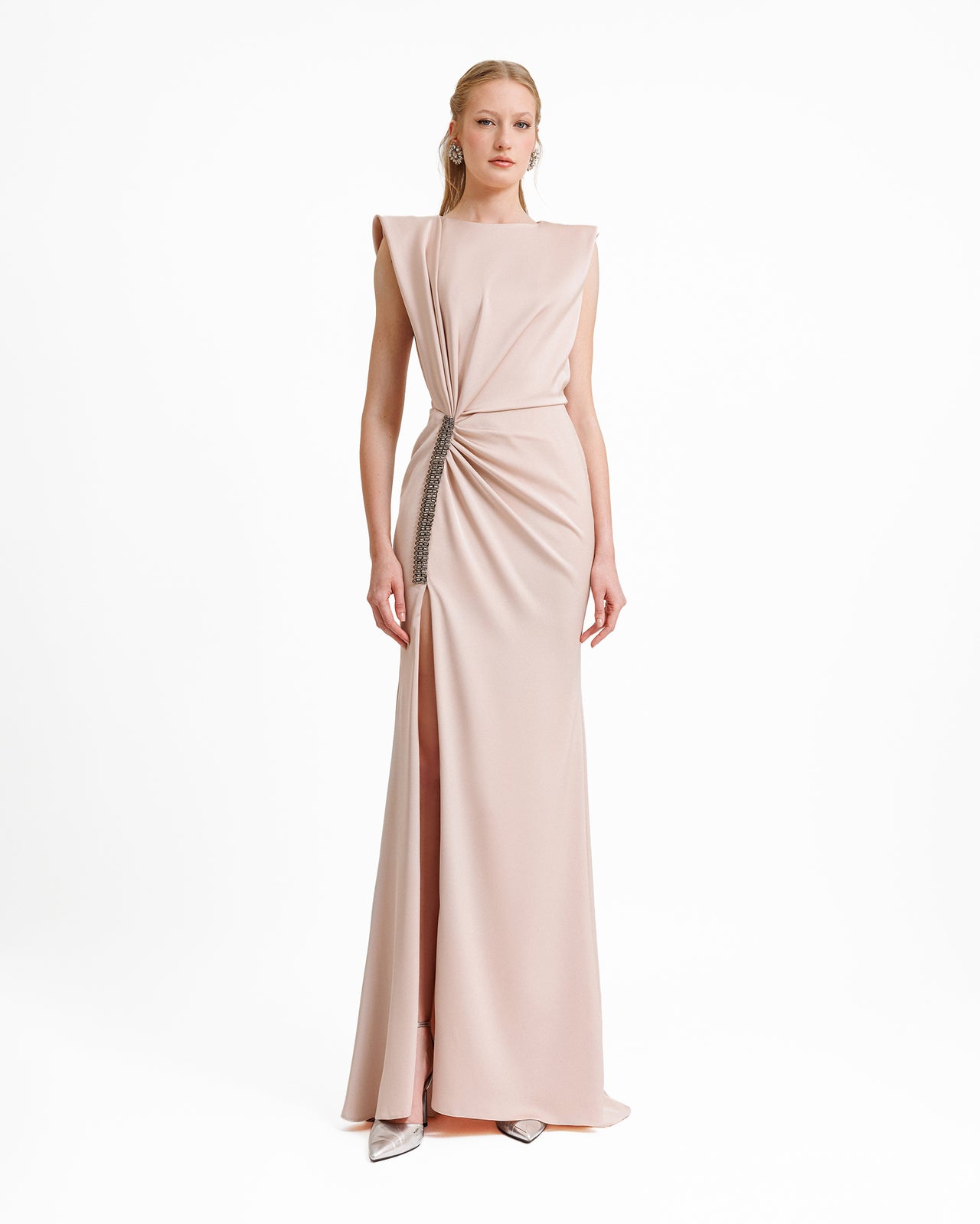 Wide Shoulders Draped Dress