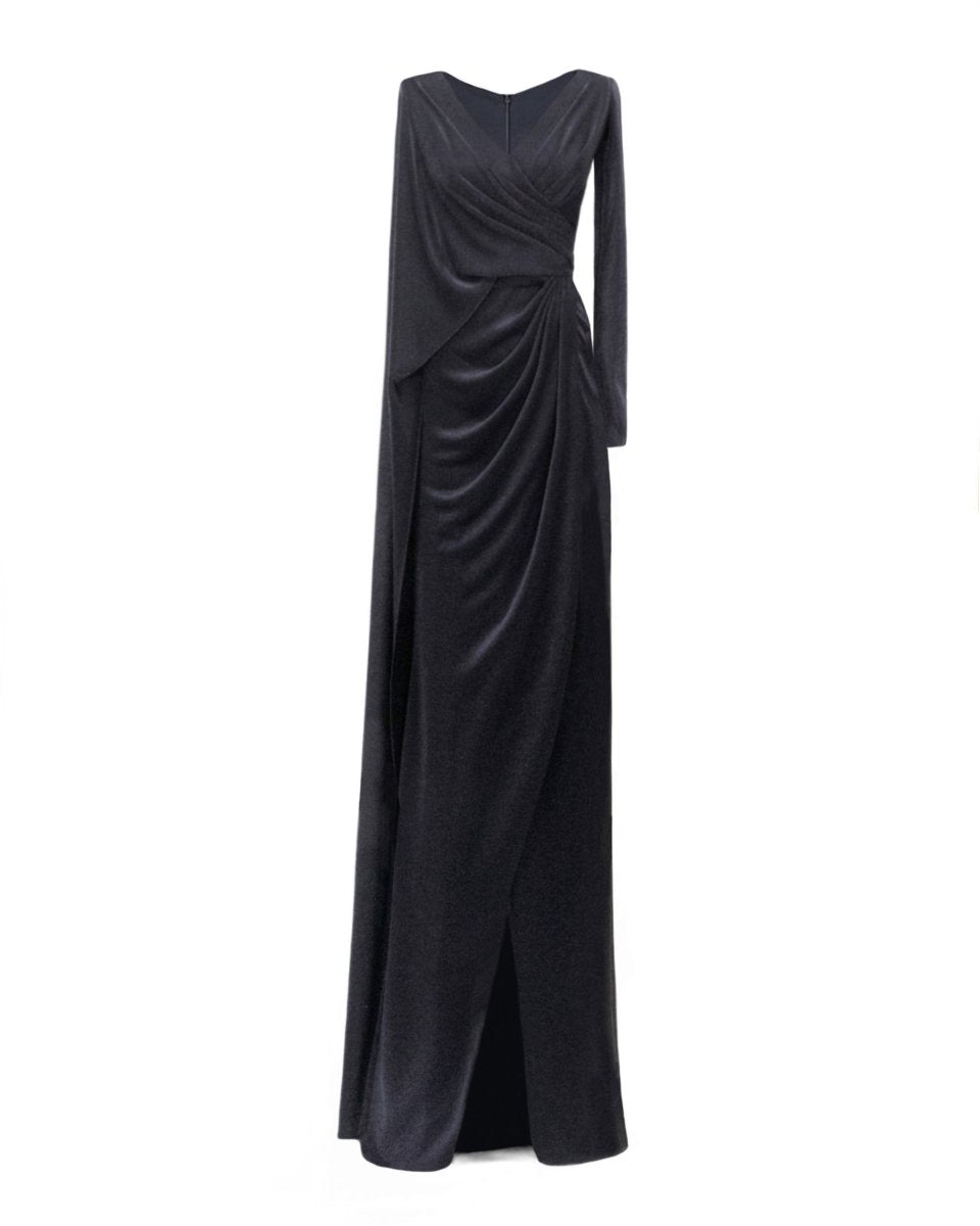 Gemy Maalouf | Evening Dresses | Draped Dress With A Cape-like Sleeve Gemy Maalouf | Evening Dresses | Draped Dress With A Cape-like Sleeve