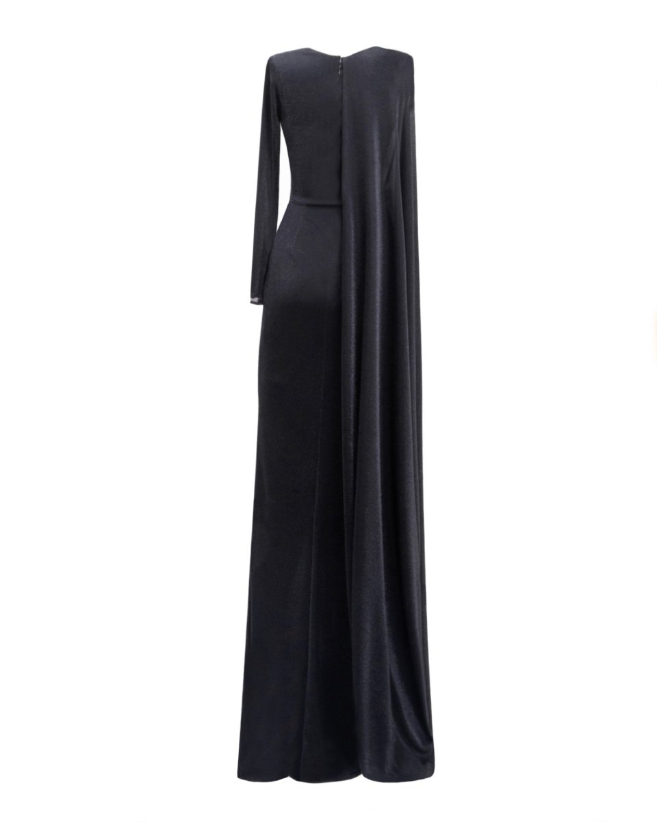 Gemy Maalouf | Evening Dresses | Draped Dress With A Cape-like Sleeve Gemy Maalouf | Evening Dresses | Draped Dress With A Cape-like Sleeve