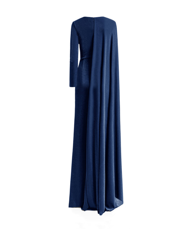 Draped Dress With A Cape-like Sleeve