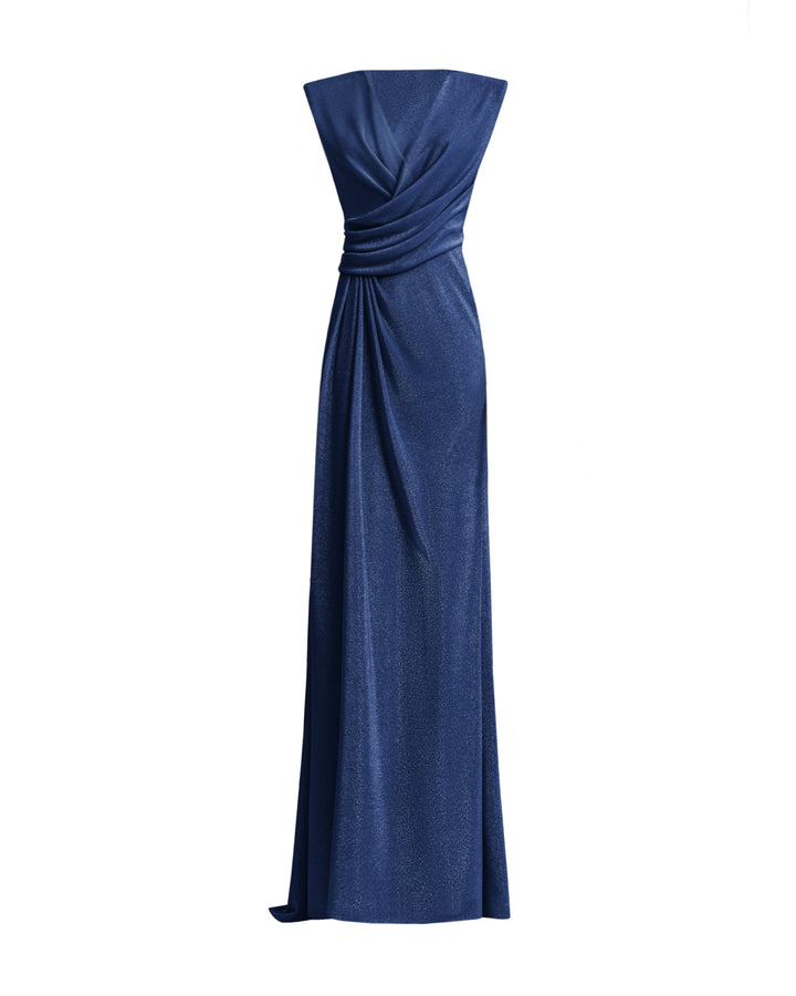 V-neckline Dress With Waist Drapings