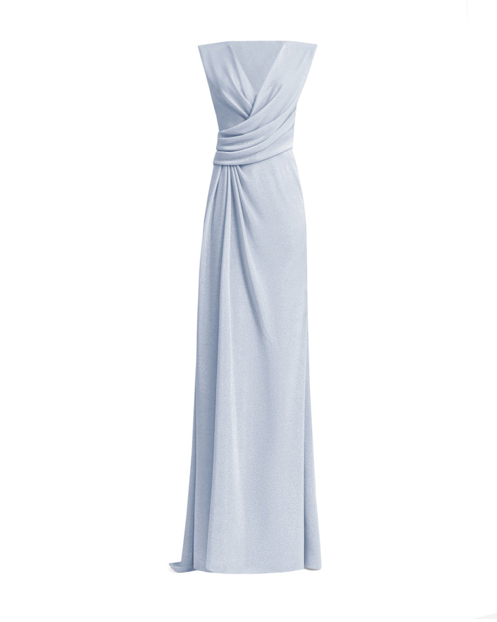 V-neckline Dress With Waist Drapings