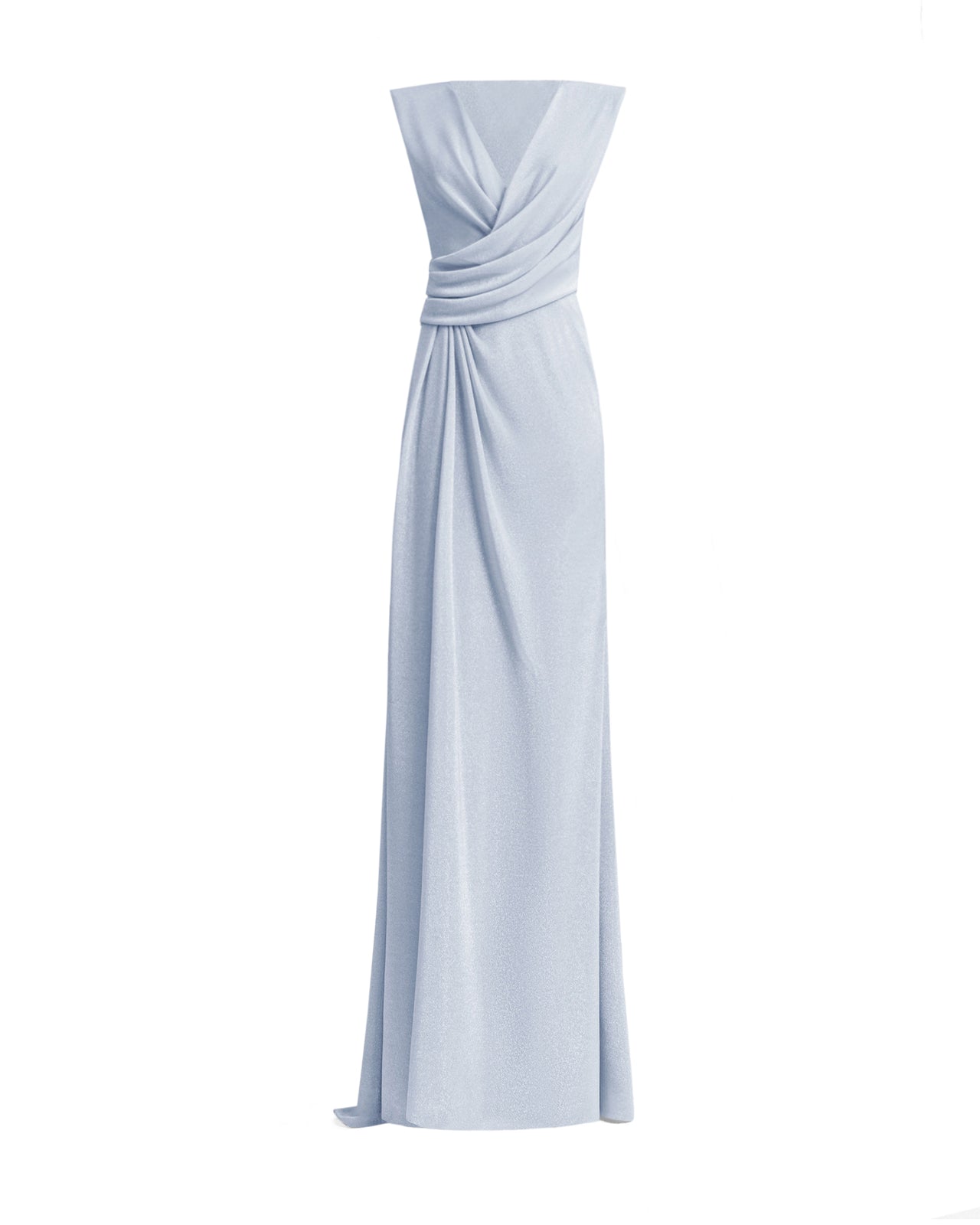 فستان برقبة V مع خصر بثنيات