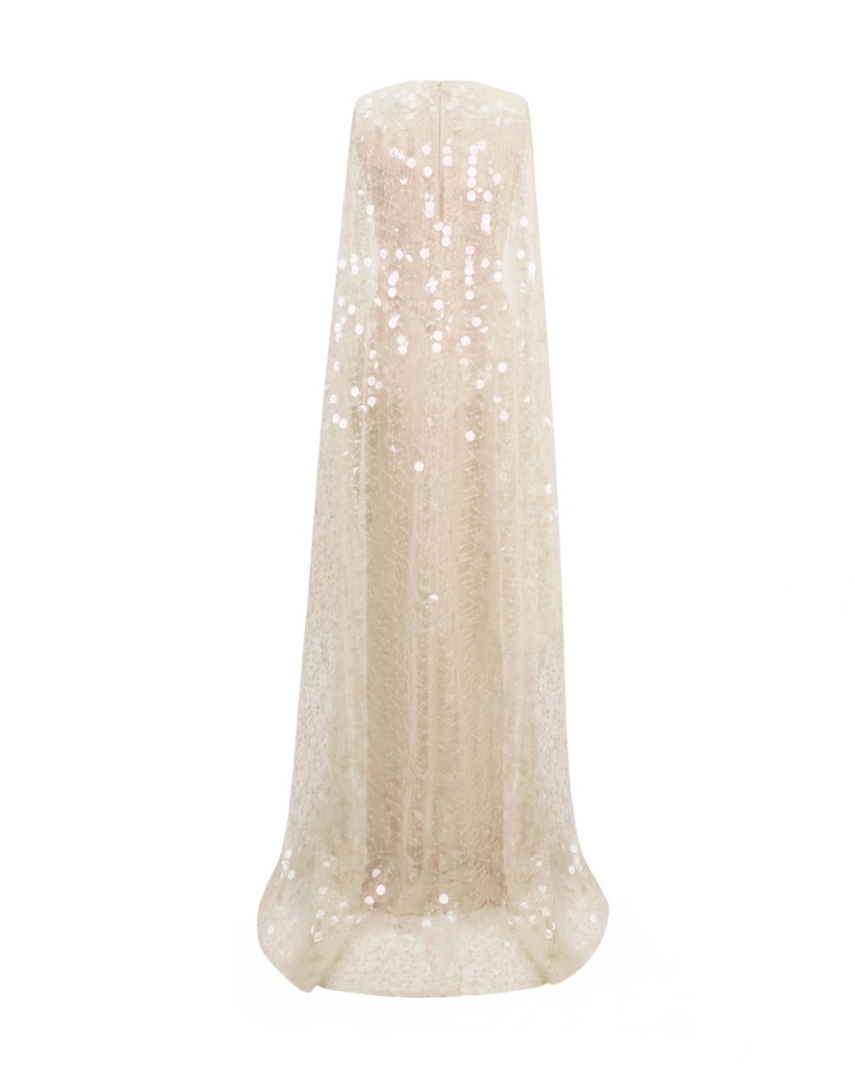 Draped Dress With Beaded Cape - Gemy Maalouf