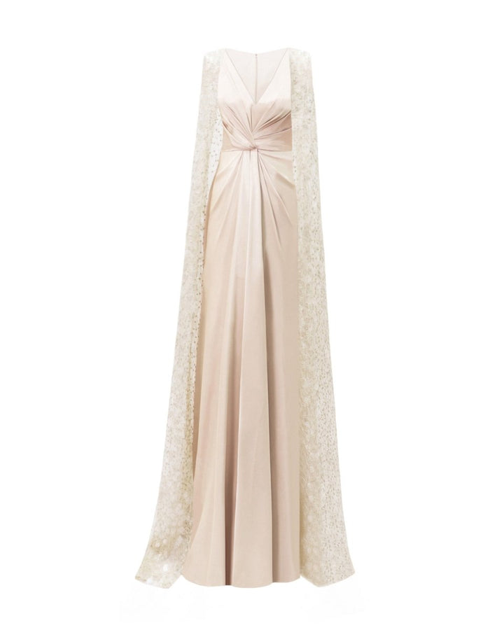 Draped Dress With Beaded Cape - Gemy Maalouf