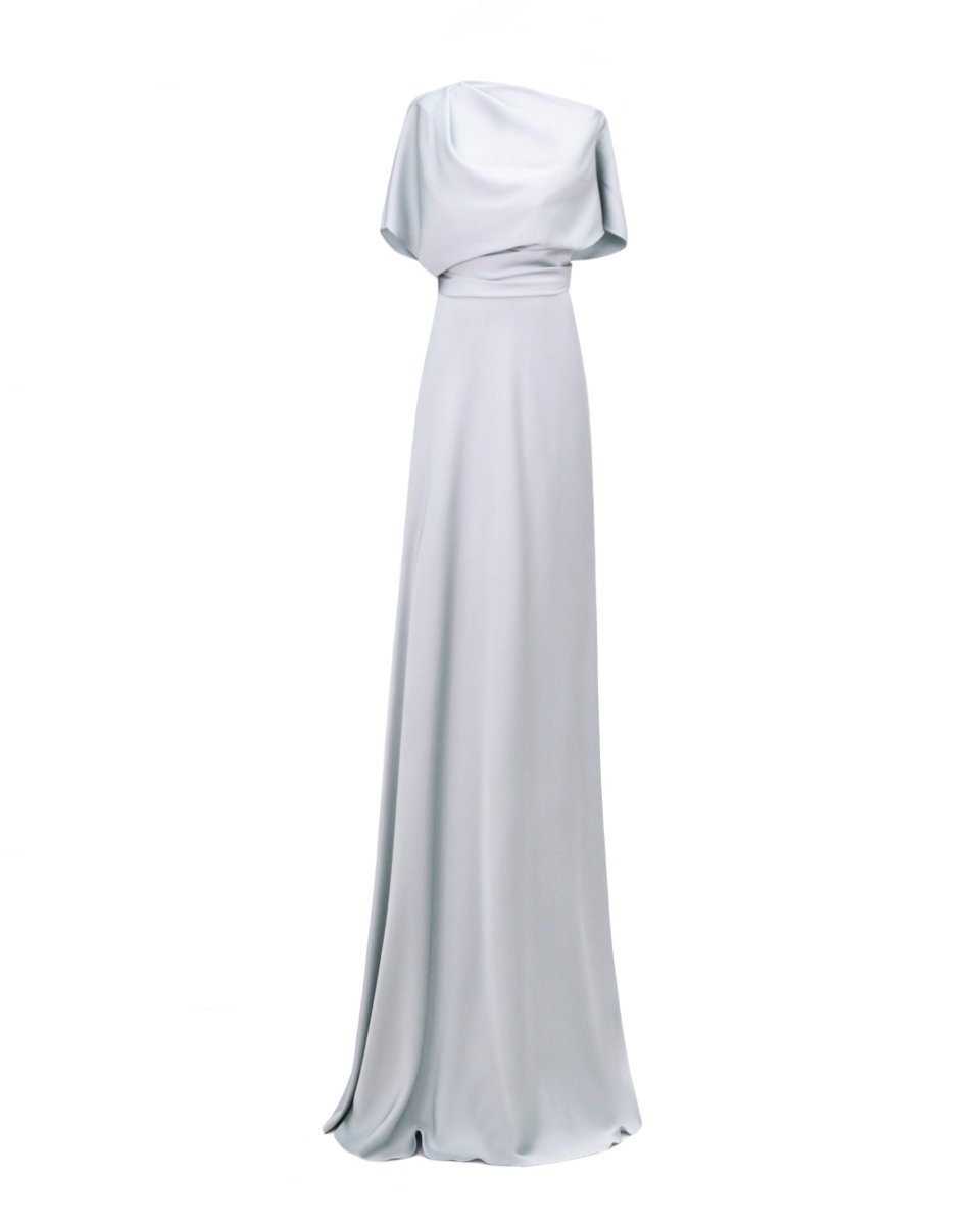 Asymmetrical Draped Neckline Dress - Gemy Maalouf
