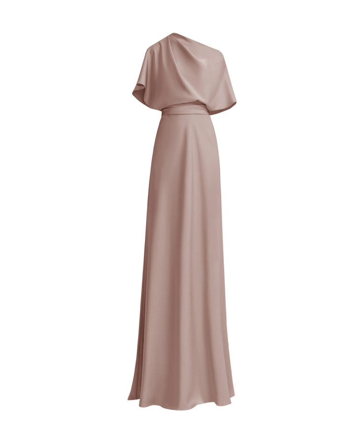 Asymmetrical Draped Neckline Dress