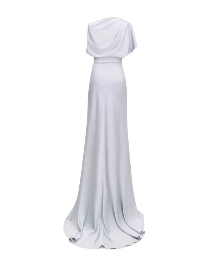 Asymmetrical Draped Neckline Dress - Gemy Maalouf