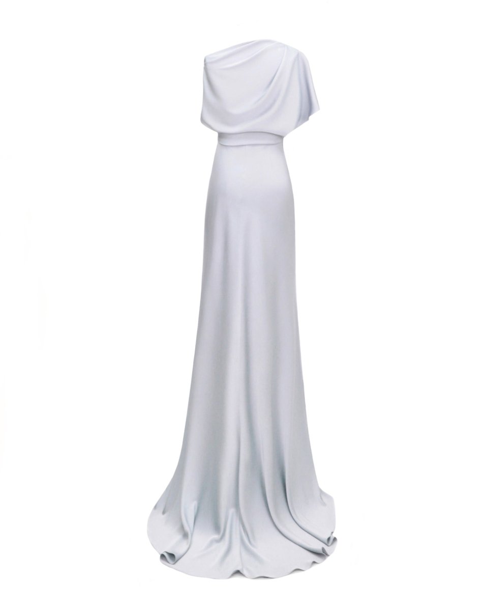 Asymmetrical Draped Neckline Dress - Gemy Maalouf