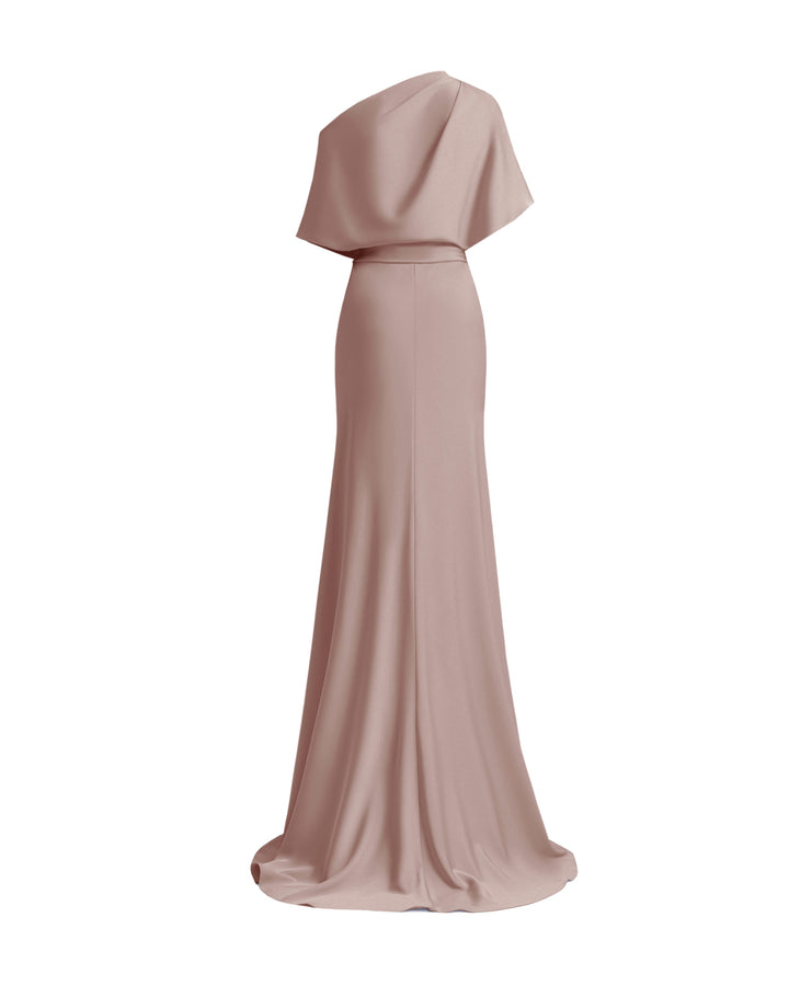 Asymmetrical Draped Neckline Dress