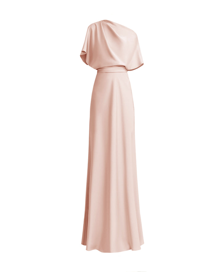 Asymmetrical Draped Neckline Dress