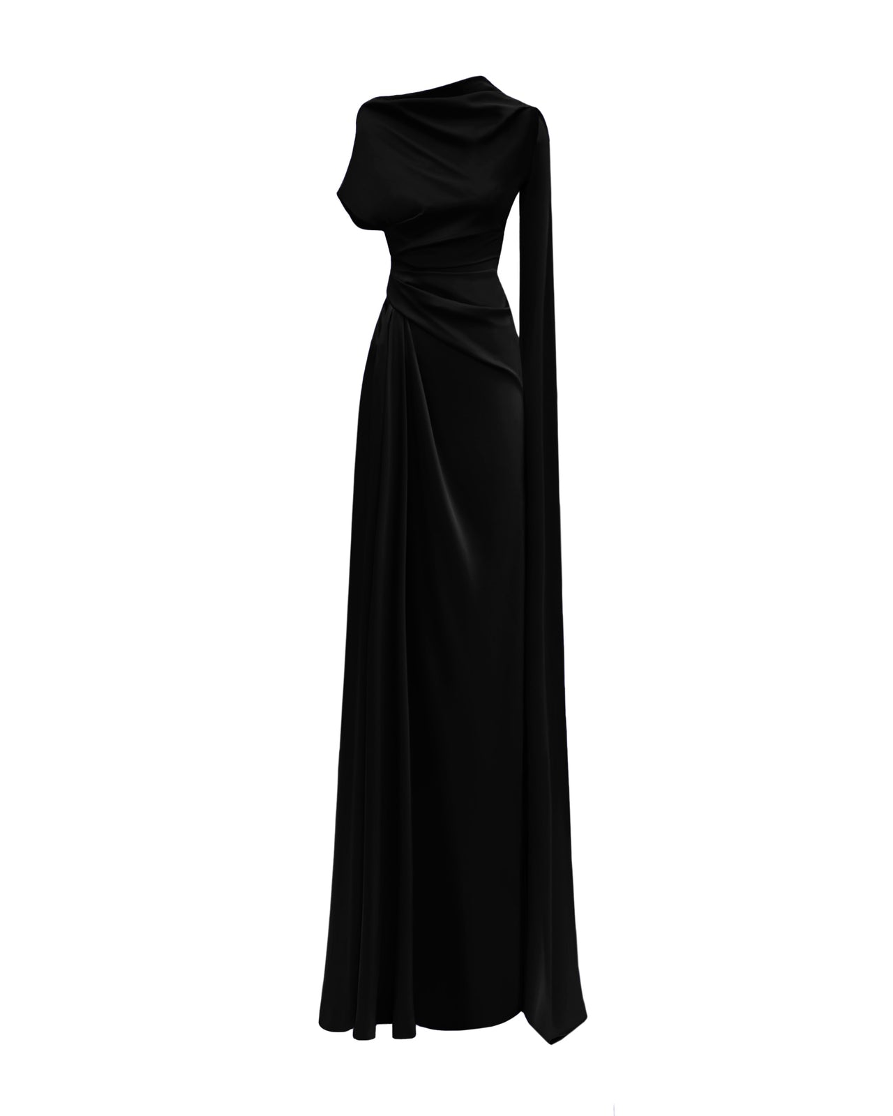 Asymmetrical Neckline Draped Dress