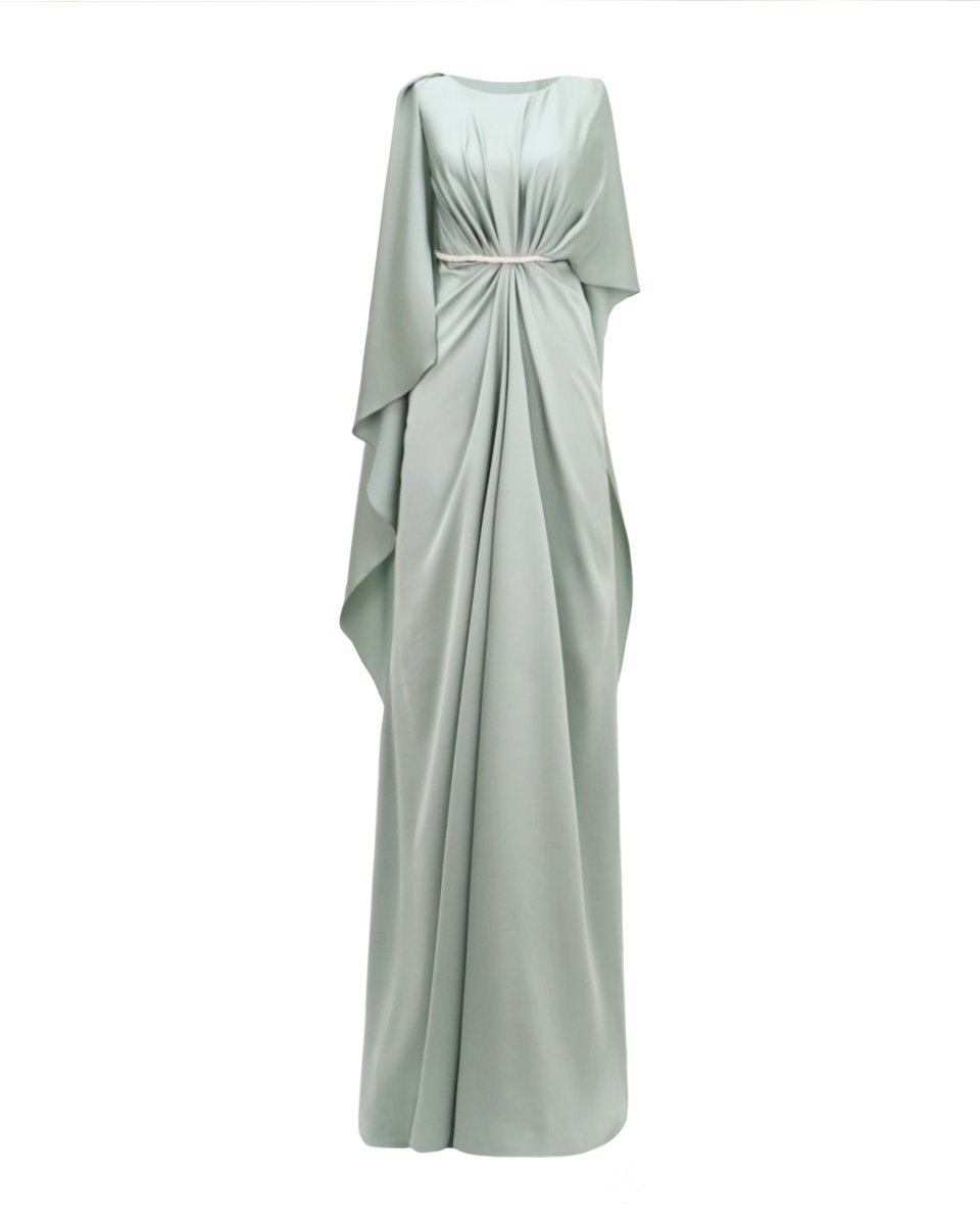 Asymmetrical Sleeve Cape - Like Dress - Gemy Maalouf