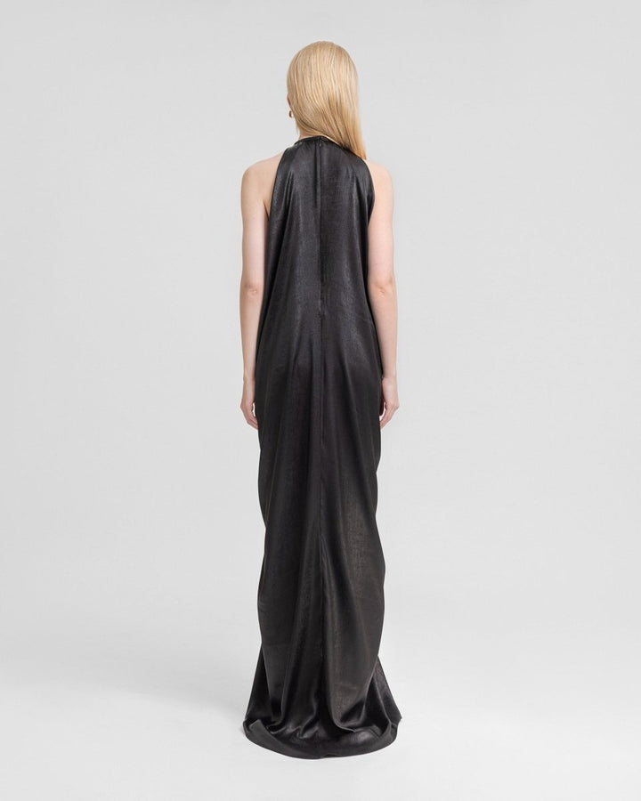 Embellished Draped Lamé Dress - Gemy Maalouf