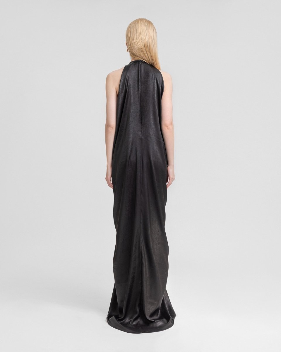 Embellished Draped Lamé Dress - Gemy Maalouf