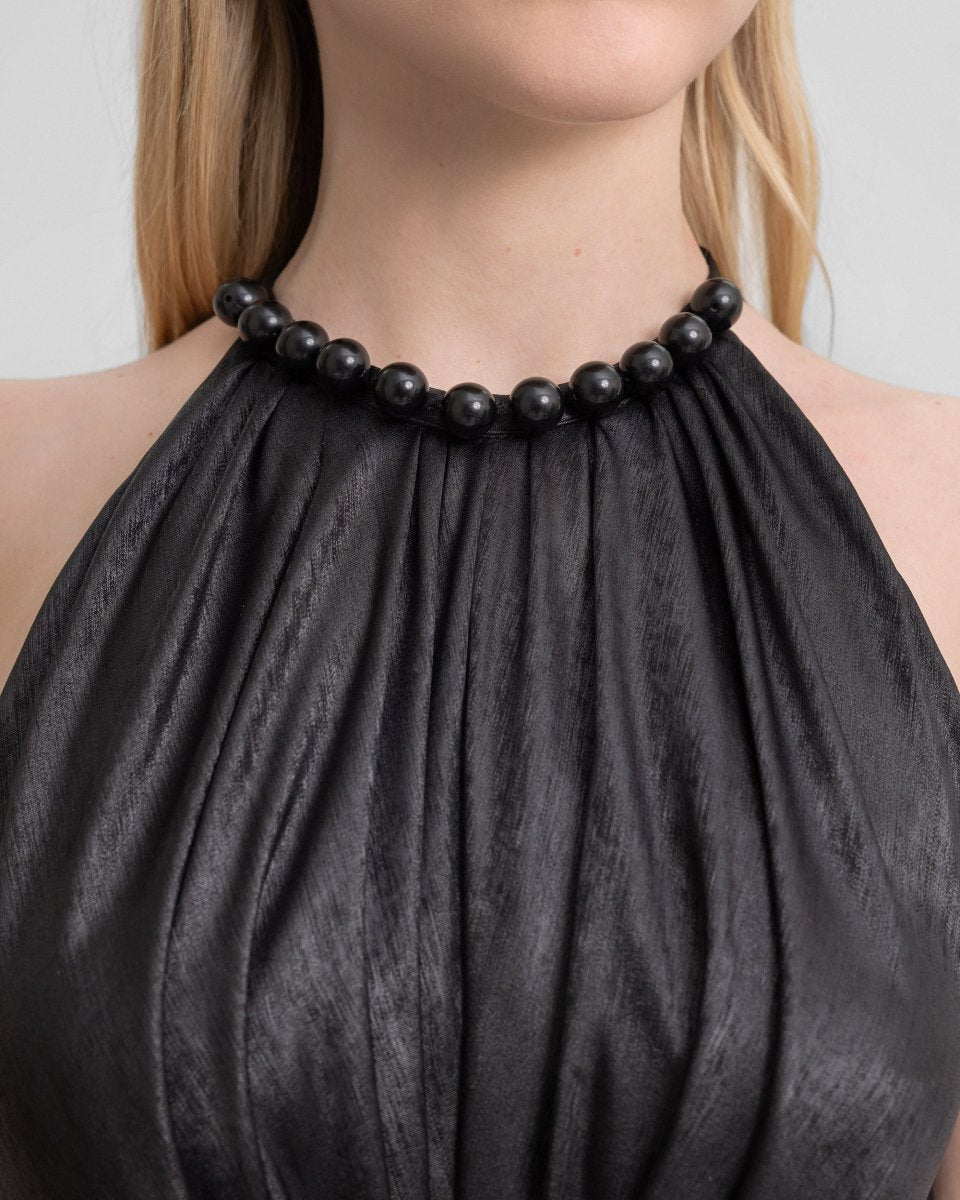 Embellished Draped Lamé Dress - Gemy Maalouf