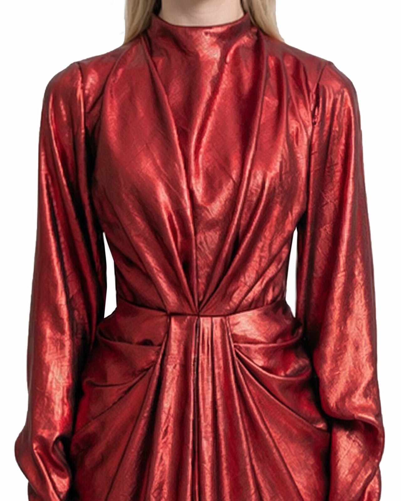 Draped Lamé Dress with Ruffles