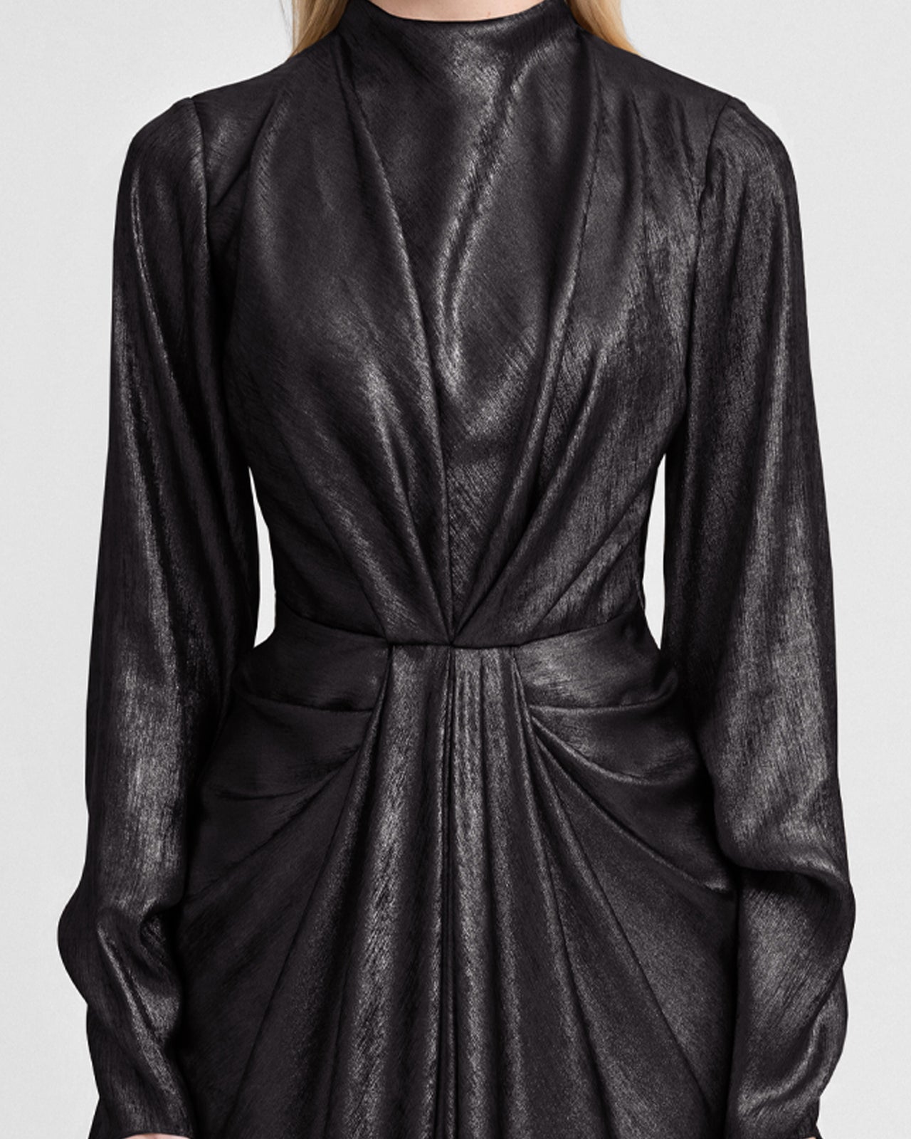 Draped Lamé Dress with Ruffles