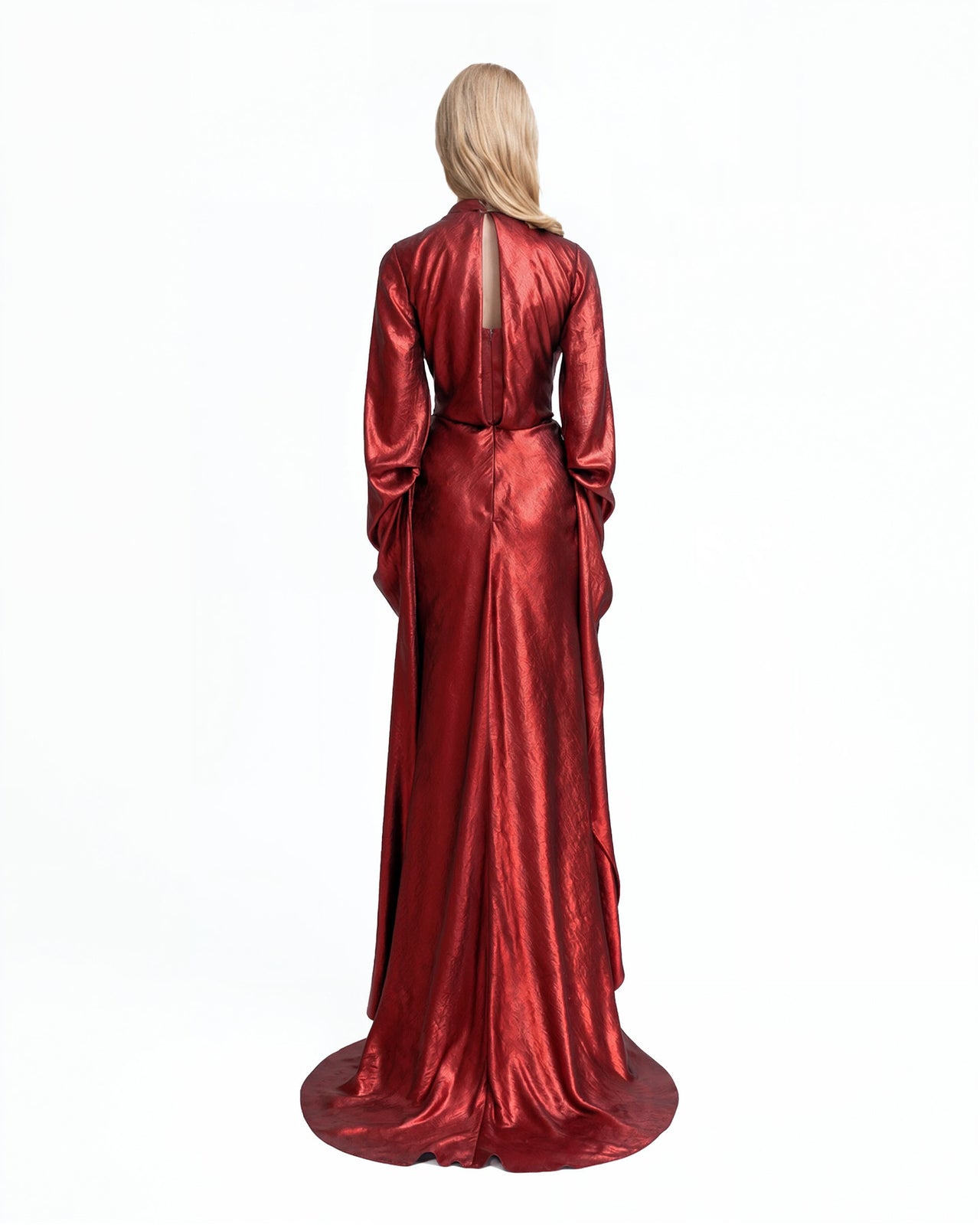 Draped Lamé Dress with Ruffles