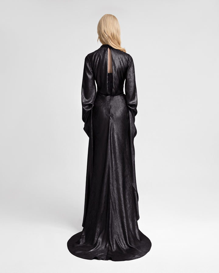 Draped Lamé Dress with Ruffles