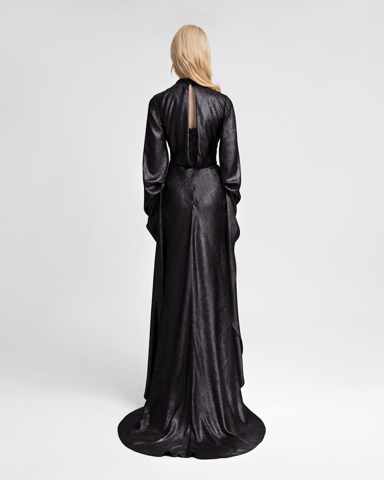 Draped Lamé Dress with Ruffles