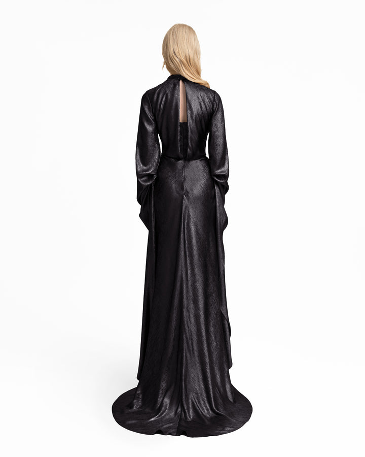 Draped Lamé Dress with Ruffles
