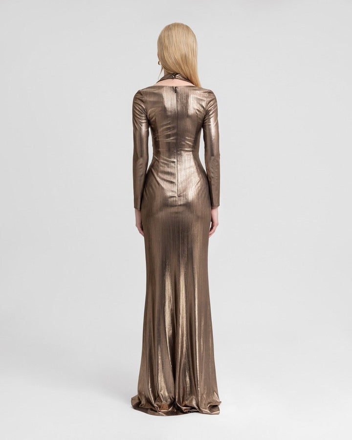 Lamé Jersey Dress with Cut - Outs - Gemy Maalouf
