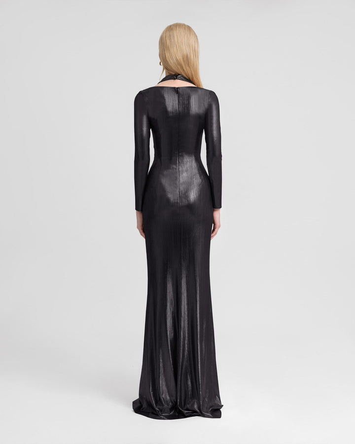 Lamé Jersey Dress with Cut-Outs