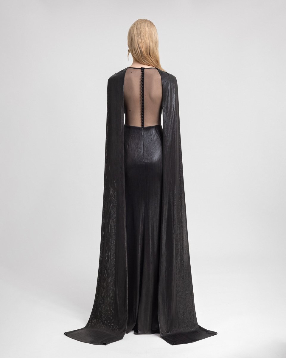 Lamé Dress with Cape Sleeves - Gemy Maalouf